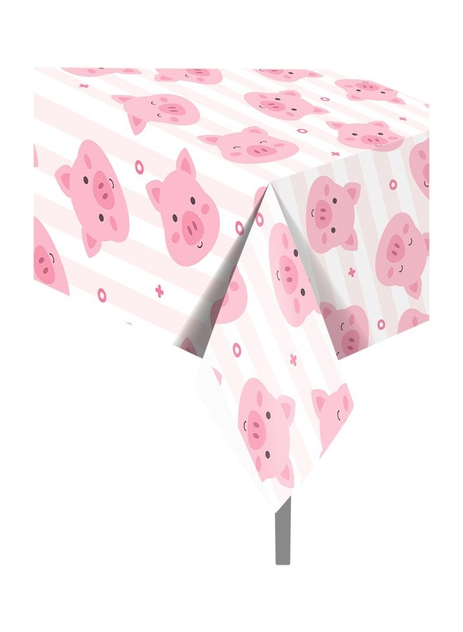 MOZUI 2pcs Piggy Party Tablecloth Piggy Tablecloths Pink Pig Tablecloths Piggy Themed Party Decoration Supplies Disposable Plastic Tablecloth Piggy Table Covers for Piggy Birthday Decoration,54 x 87In - Image 1